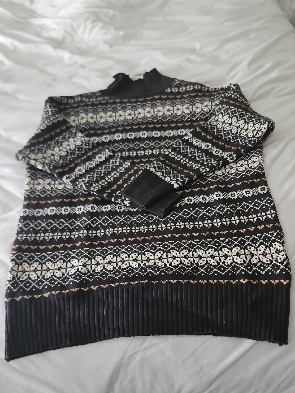 American Eagle Black Print Sweater Dress